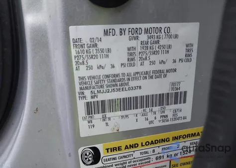 2014 Lincoln Navigator from USA, damaged, VIN 5LMJJ2J53EEL03378